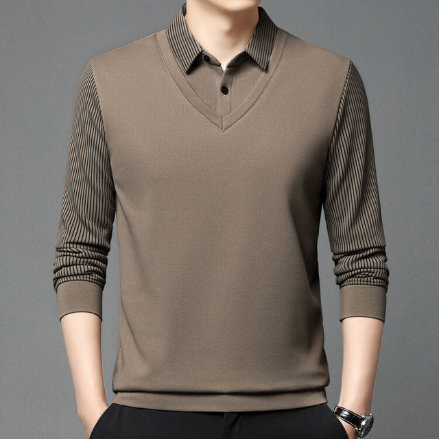 City Striped Layered Shirt Top