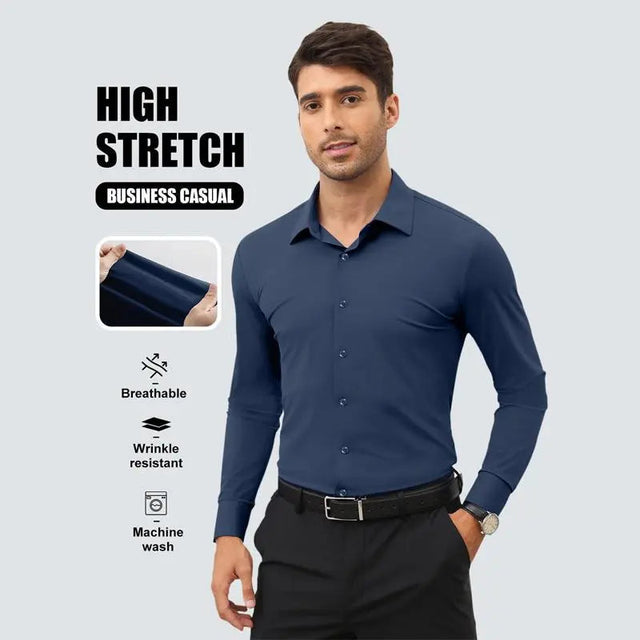 Men’s 16-Way Stretch Slim Fit Dress Shirt, Wrinkle-Free